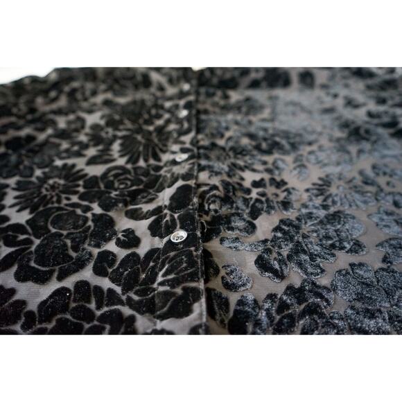 CLOTHES Floral Rose Burnout Velvet Button Up Top 2X Ease Witchy Whimsigoth Loose - Picture 9 of 13